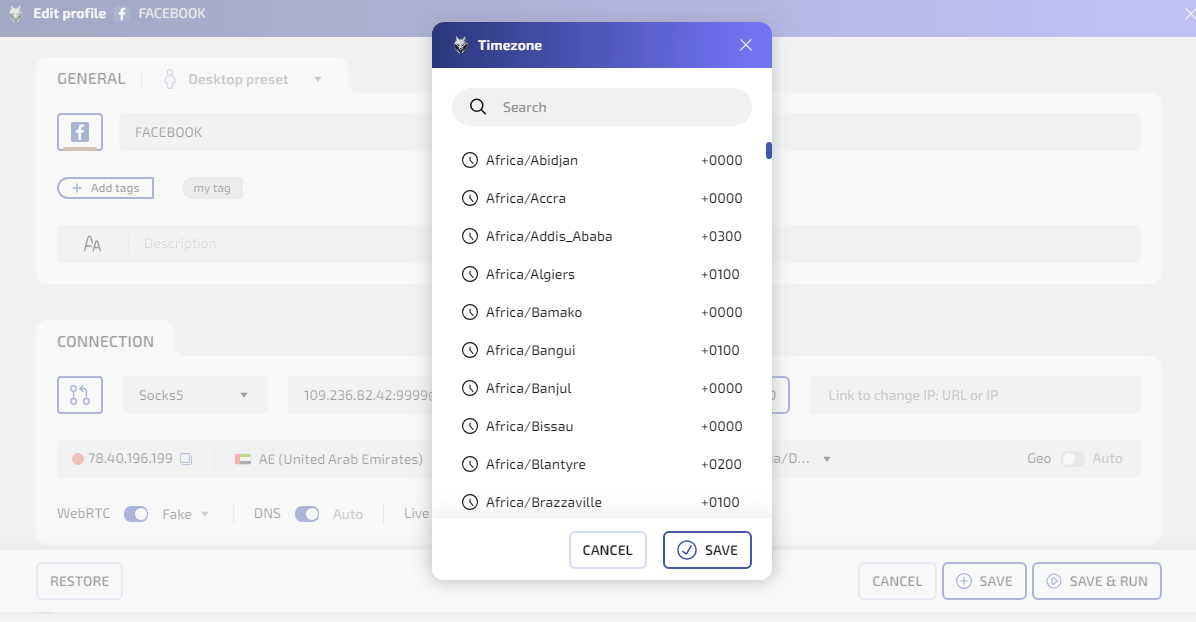anti-detect timezone settings